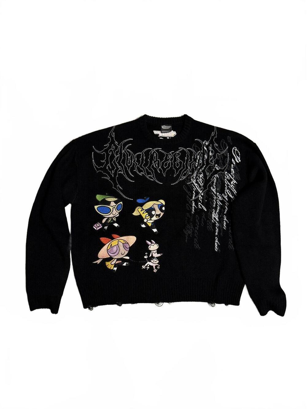 Civil Regime x The Powerpuff Girls Distressed Sweater Sz Med